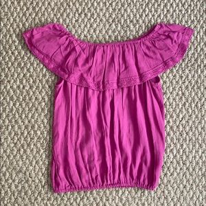 purple off the shoulder top